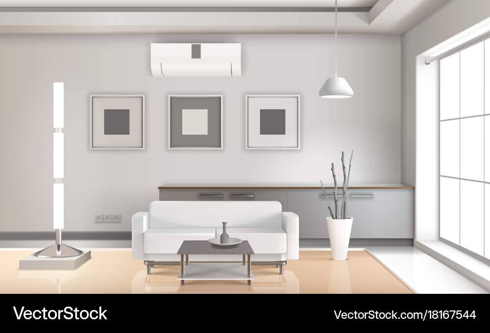 Realistic living room interior light tones Vector Image