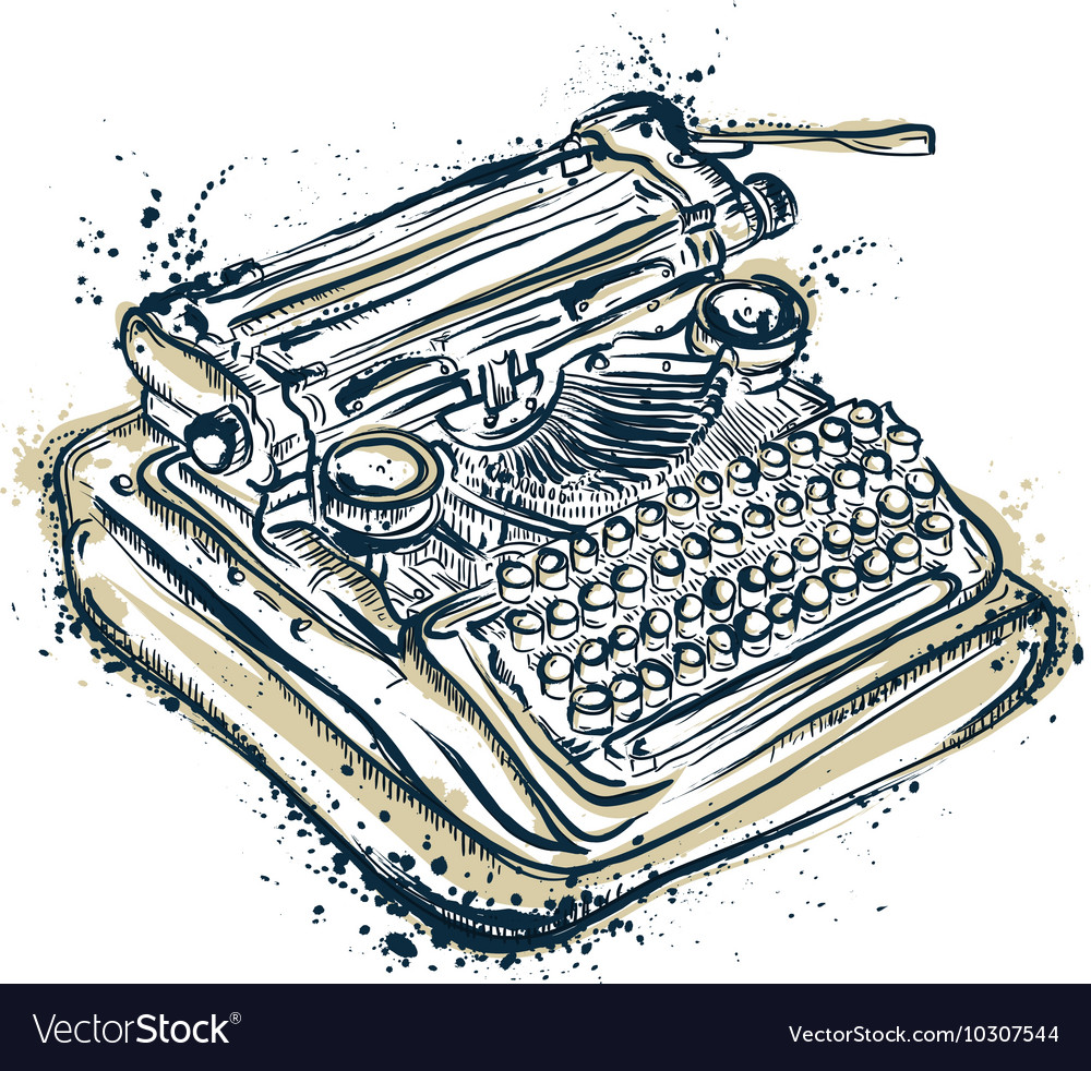 Retro Typewriter with Ink Splatters