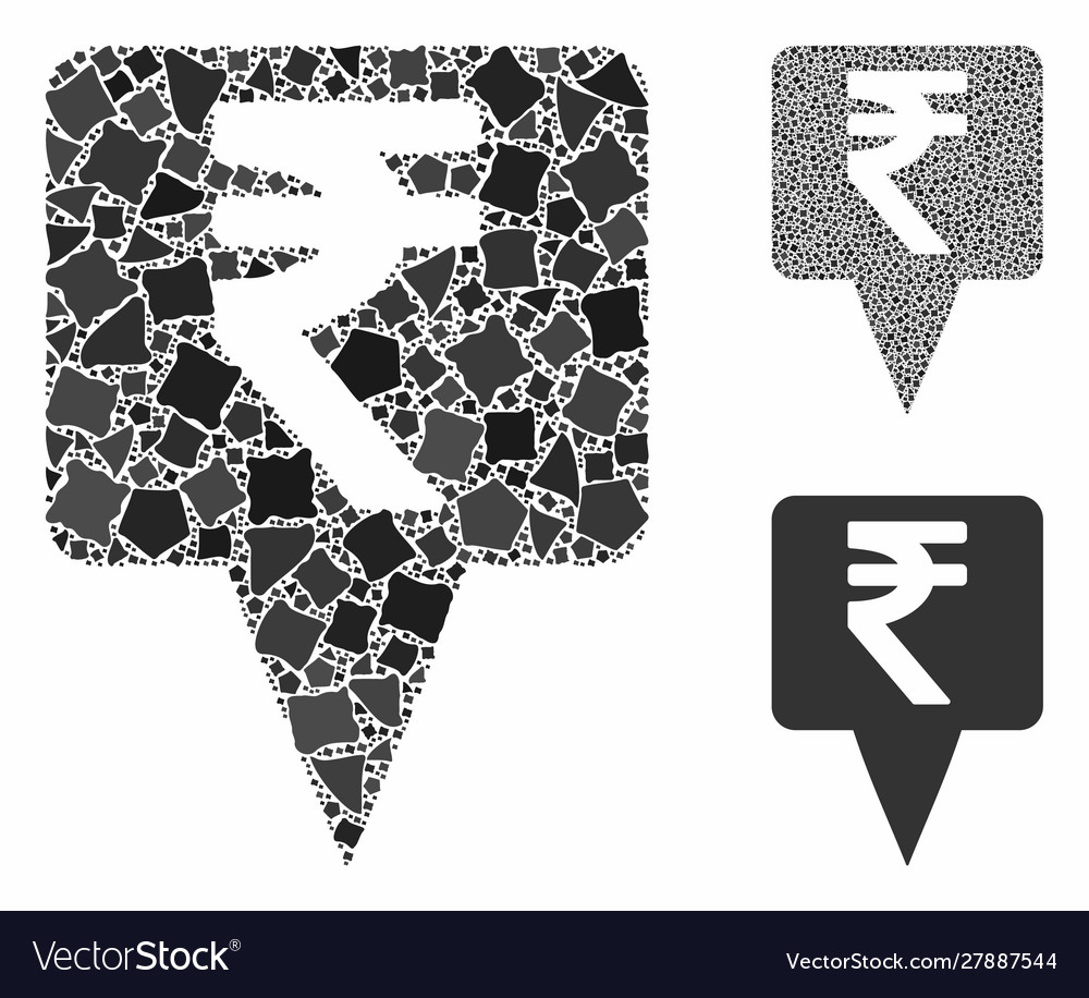 Rupee map pointer composition icon bumpy items vector image Rupee map pointer composition icon bumpy items
