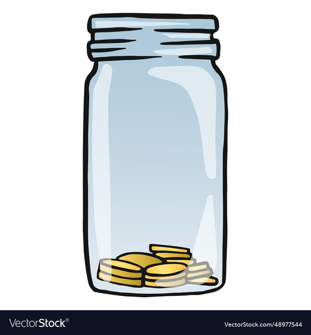 Savings jar color stroke Royalty Free Vector Image