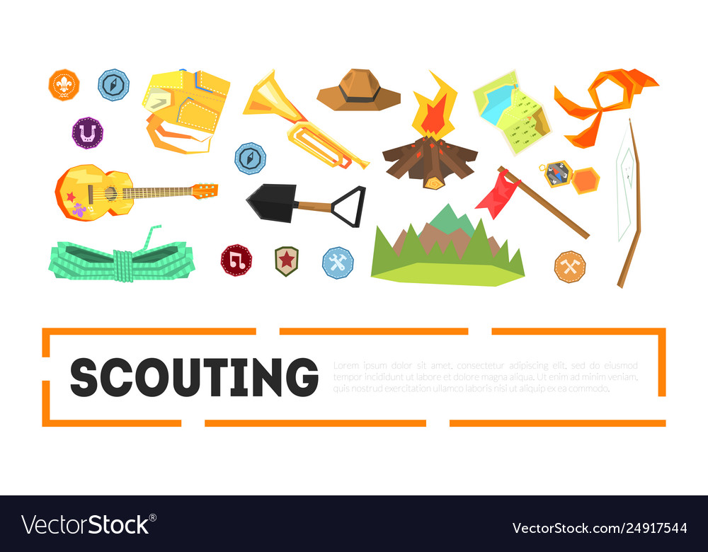 Scouting banner template with camping and hiking Vector Image