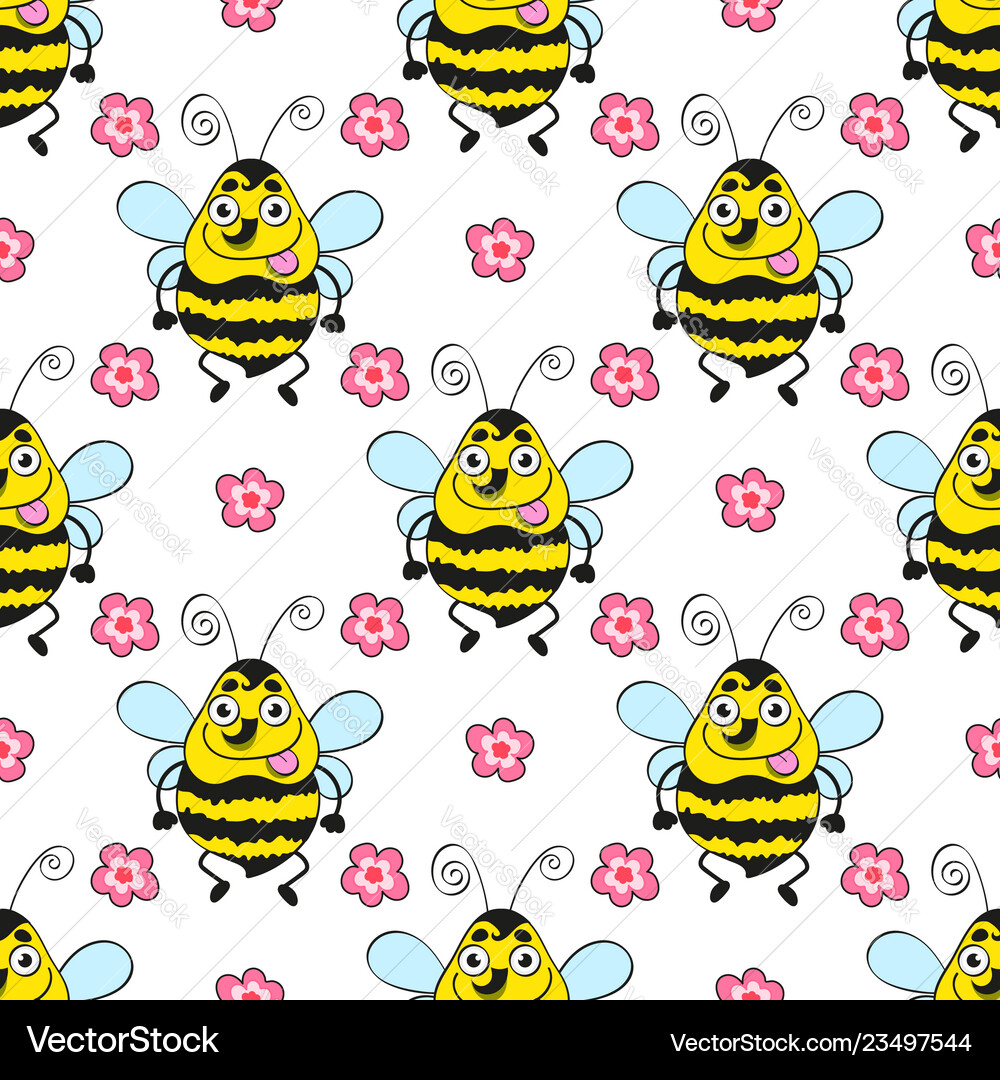 Seamless pattern bee Royalty Free Vector Image