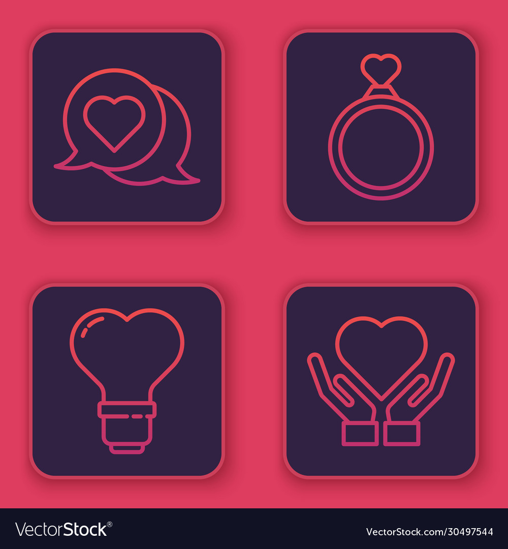 Set line heart in speech bubble shape Vector Image Set line heart in speech bubble shape