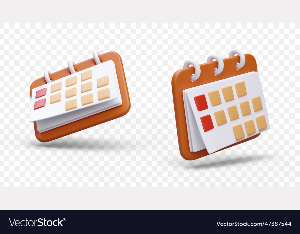 Set of 3d tear off calendars in cartoon style Vector Image