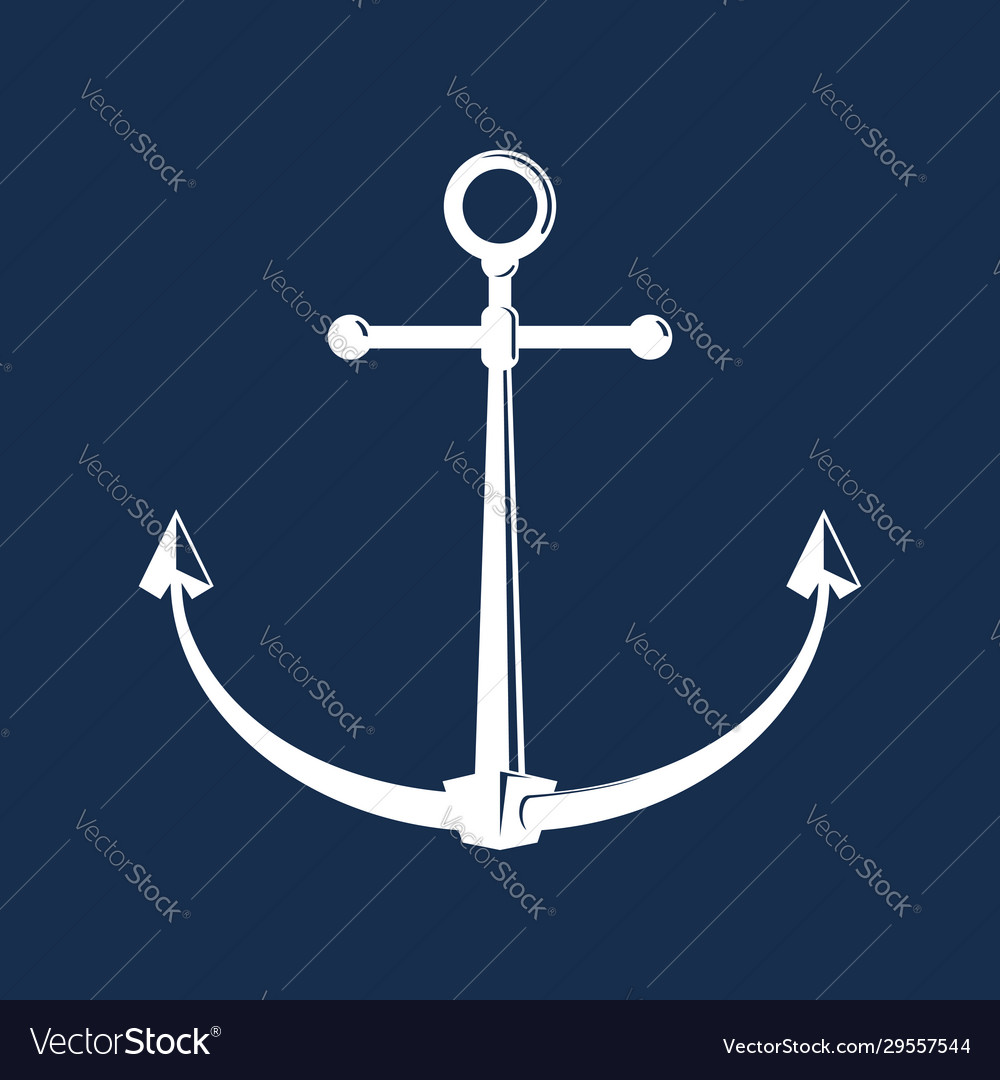 Silhouette anchor isolated on blue background