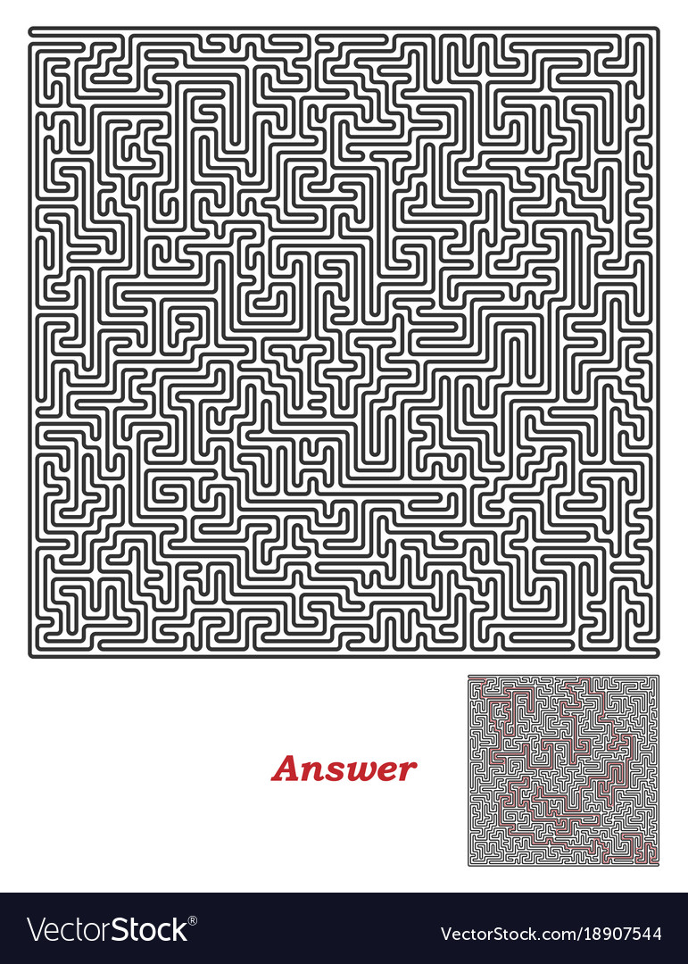 Square labyrinth with entry and exit