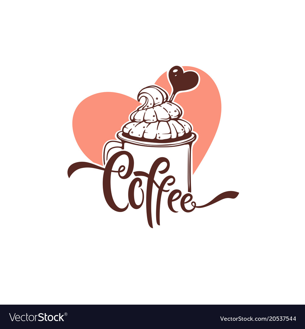 Sweet coffee logo template design hand drawn