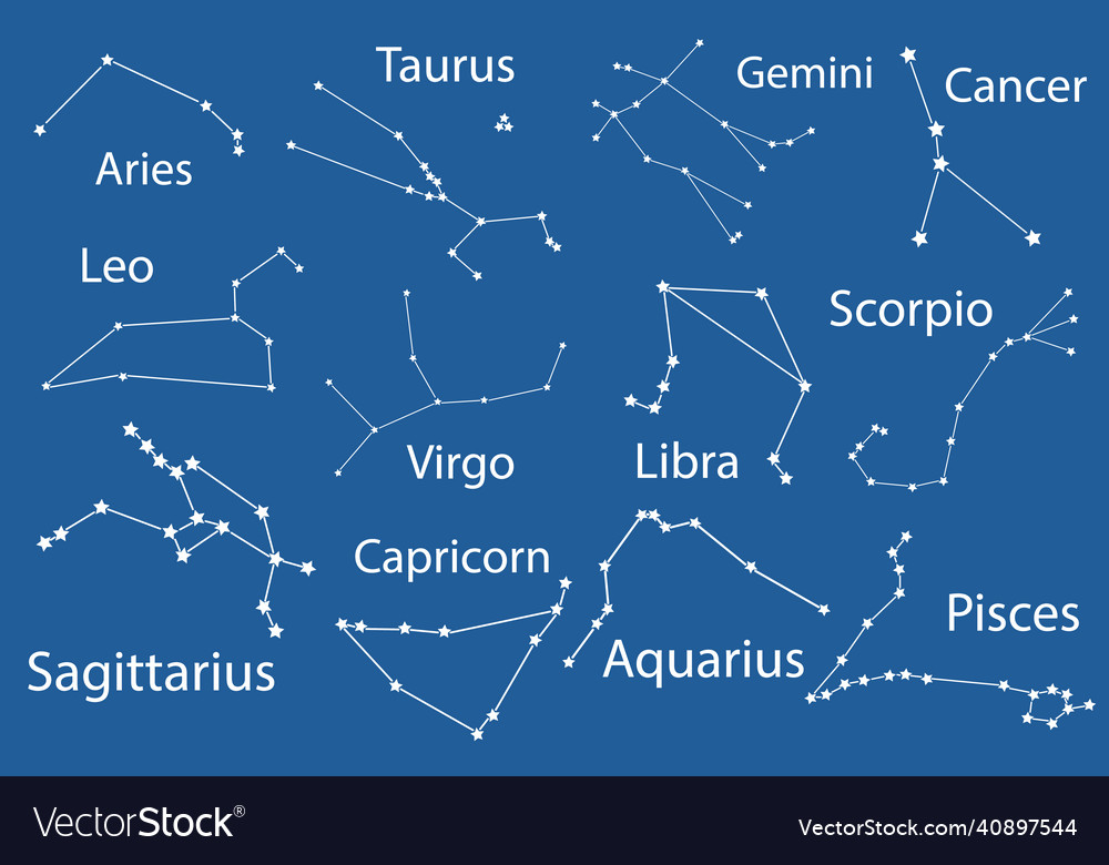 Twelve zodiac constellations Royalty Free Vector Image