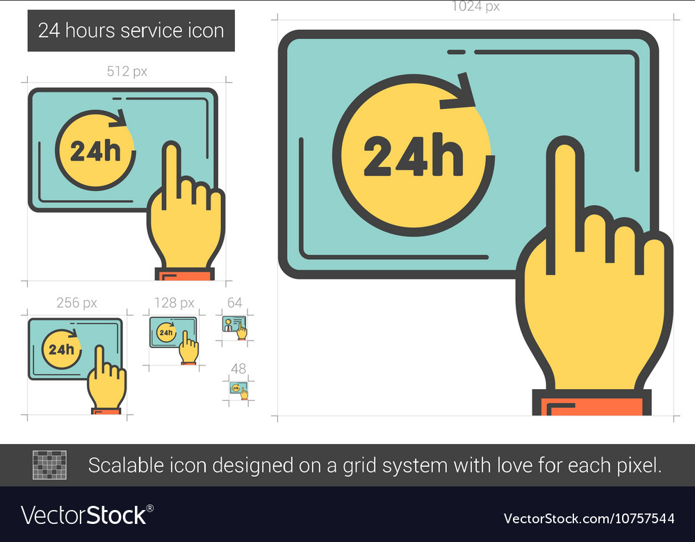 Vierundzwanzig Stunden Service-Line-Symbol