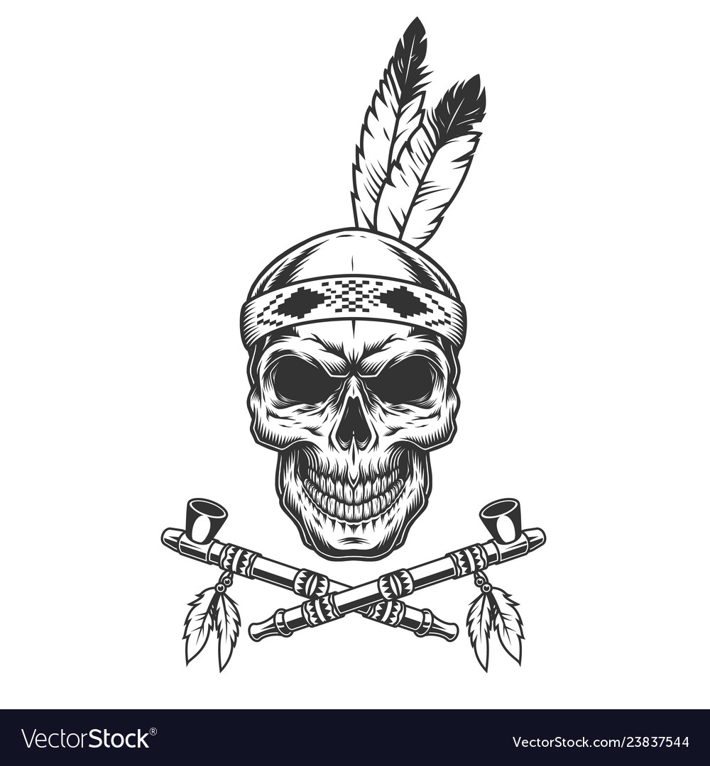 Premium Vector  Indian warrior skull tattoo symbolic design