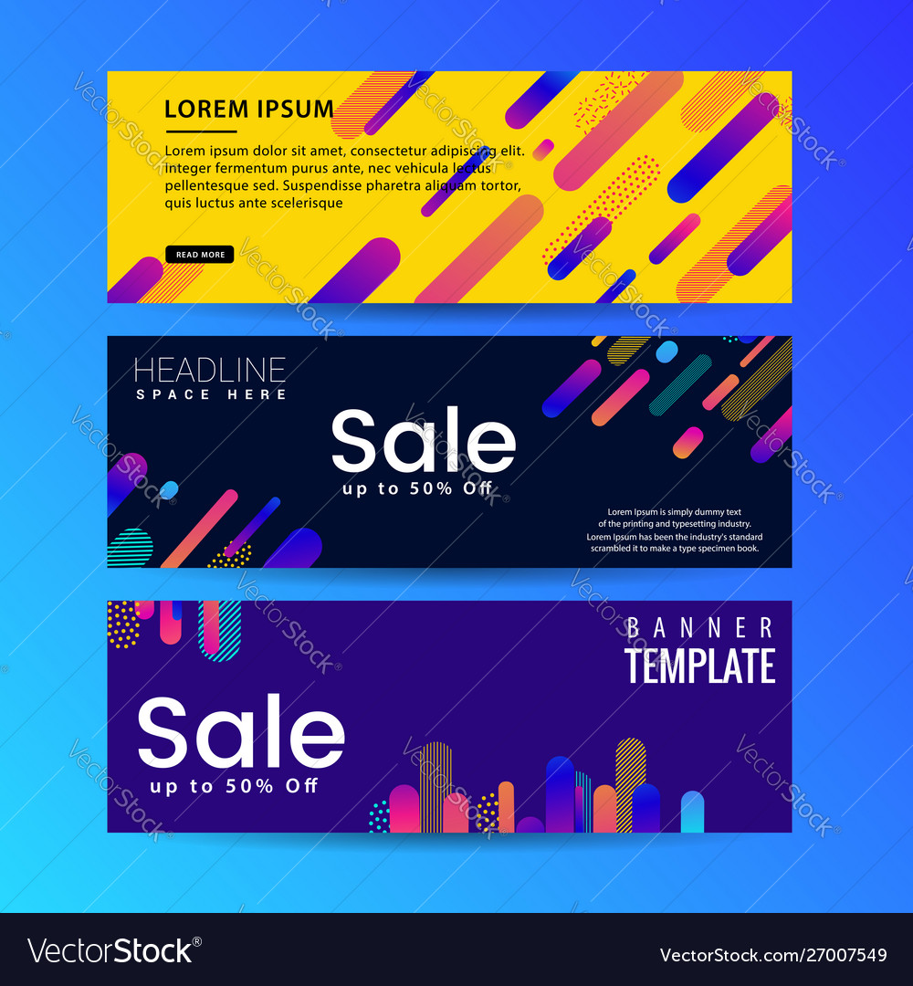 Abstract Motion Banners Colorful Geometric Shapes Vector Image