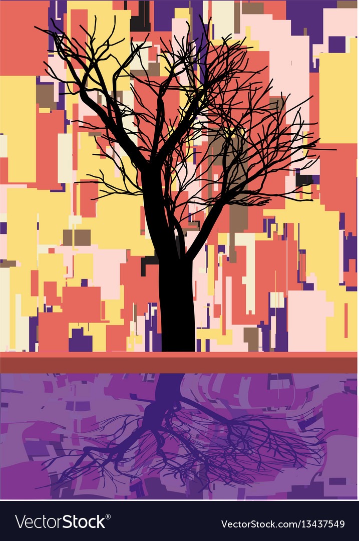 Abstract square fall composition with tree vector image Abstract square fall composition with tree