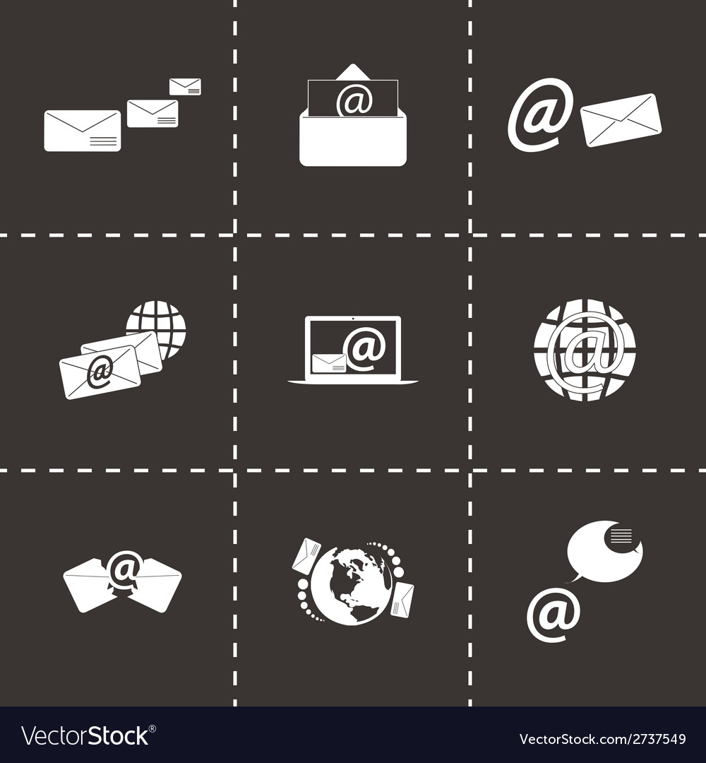 Black email icons set Royalty Free Vector Image
