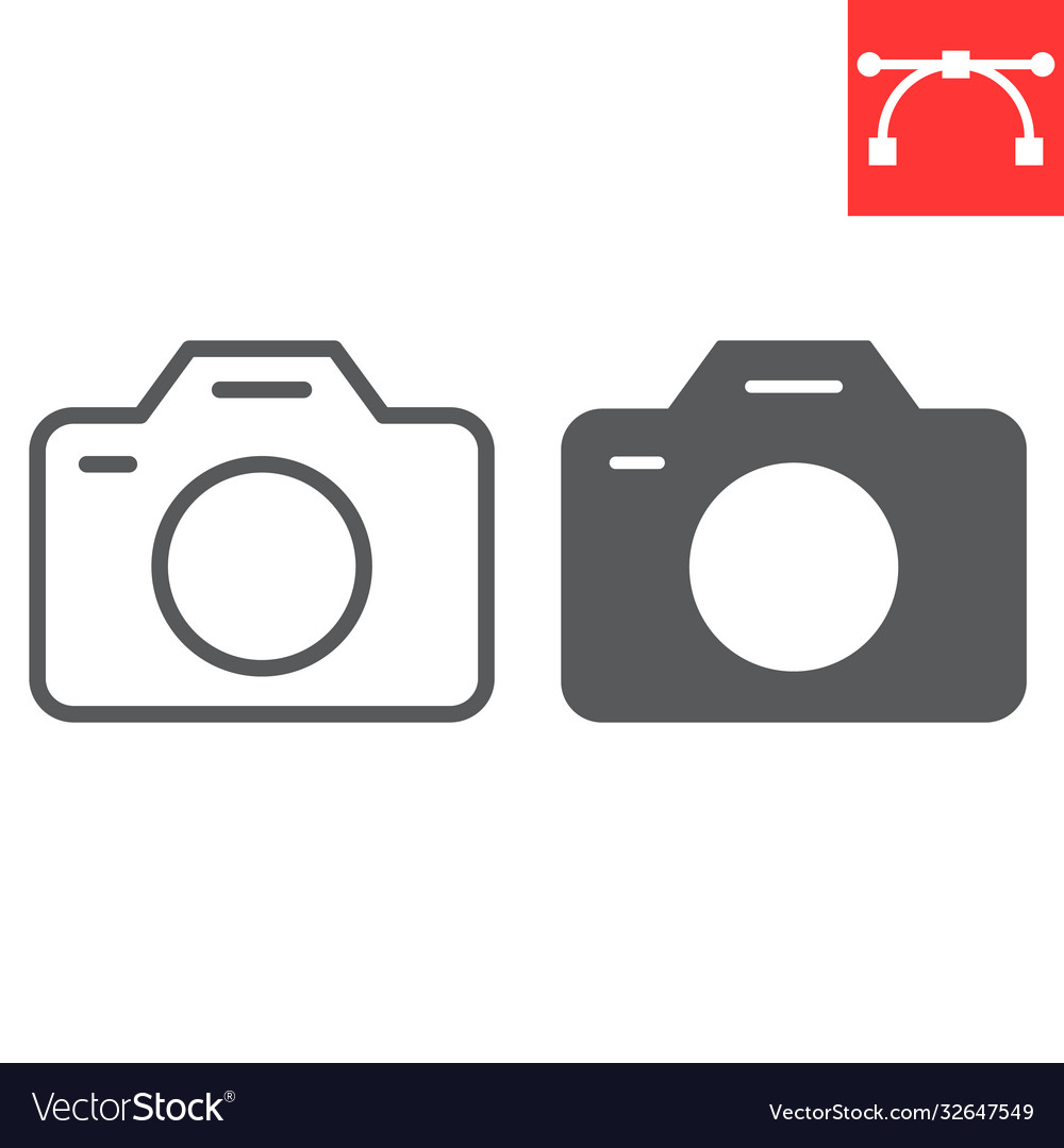 Camera line and glyph icon ui button