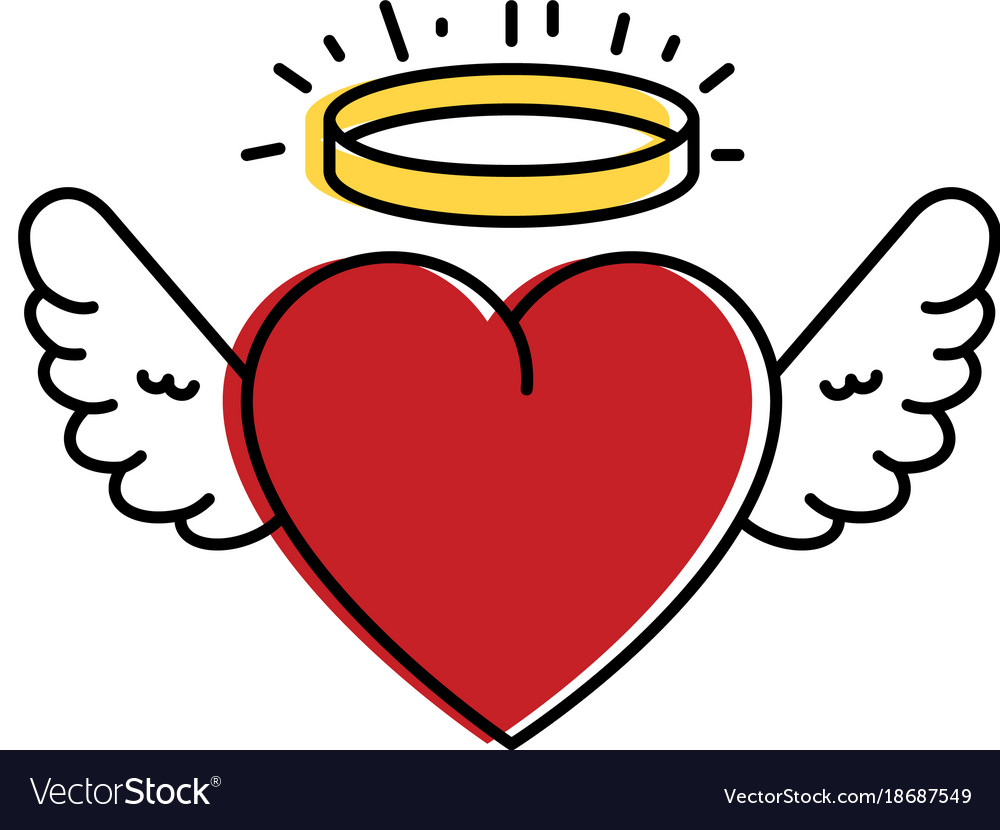 Cute heart with wings and halo Royalty Free Vector Image