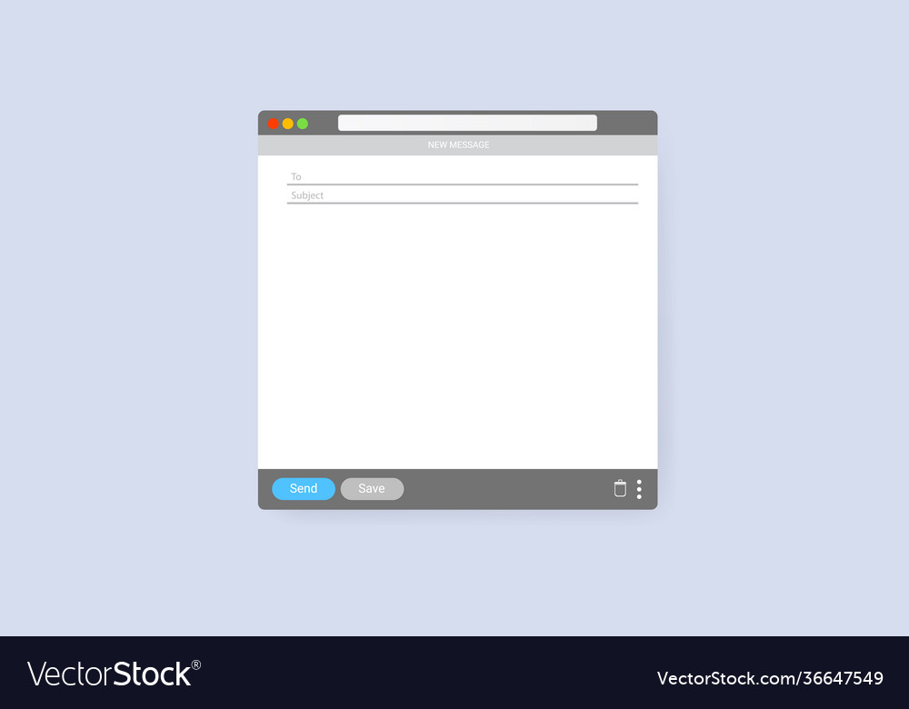 Email window template new message grey interface