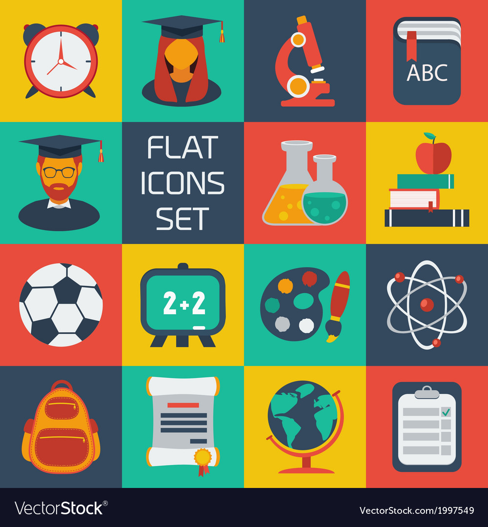 Flat colorful icons set