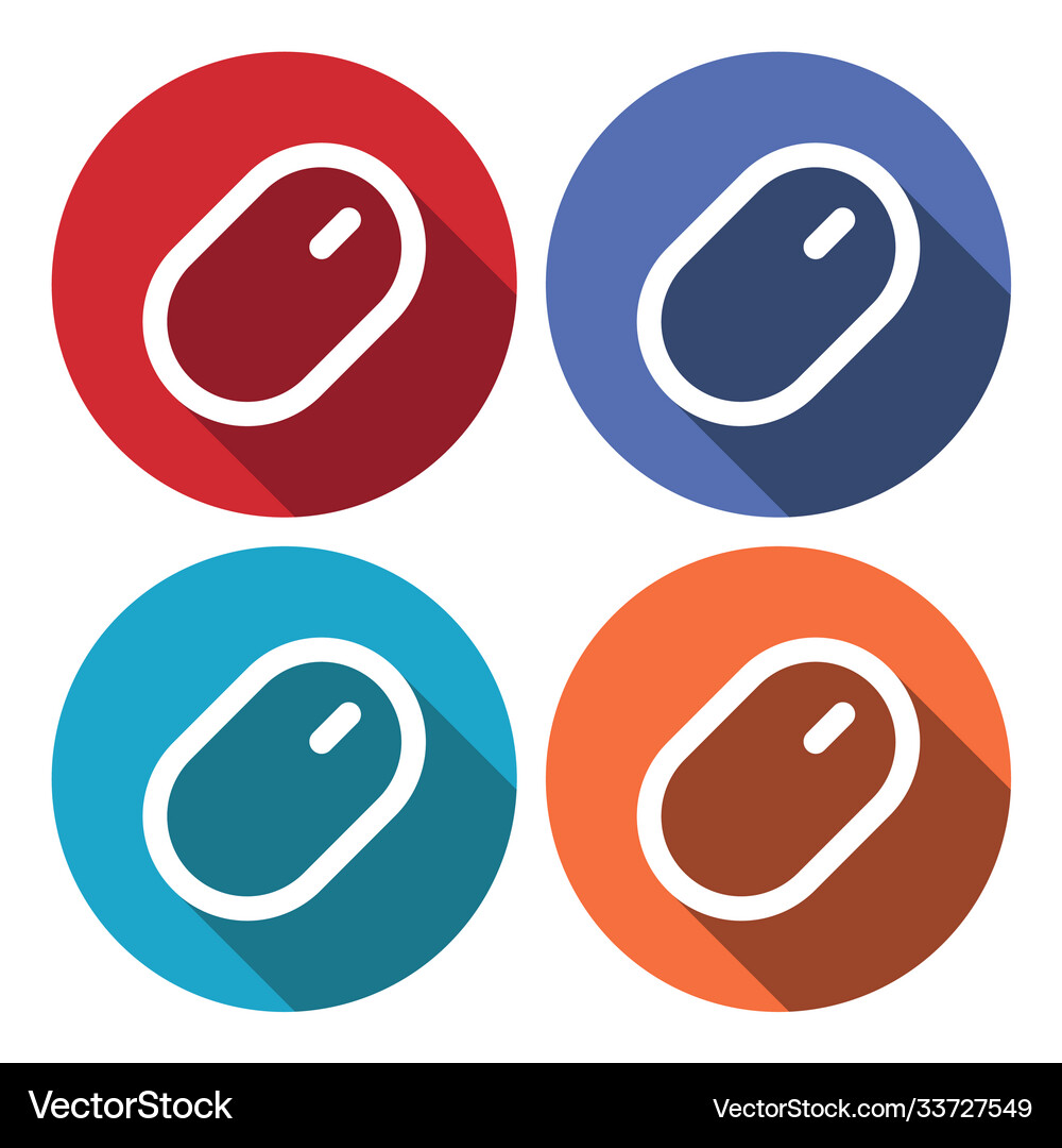 Flat long shadow icon mouse Royalty Free Vector Image