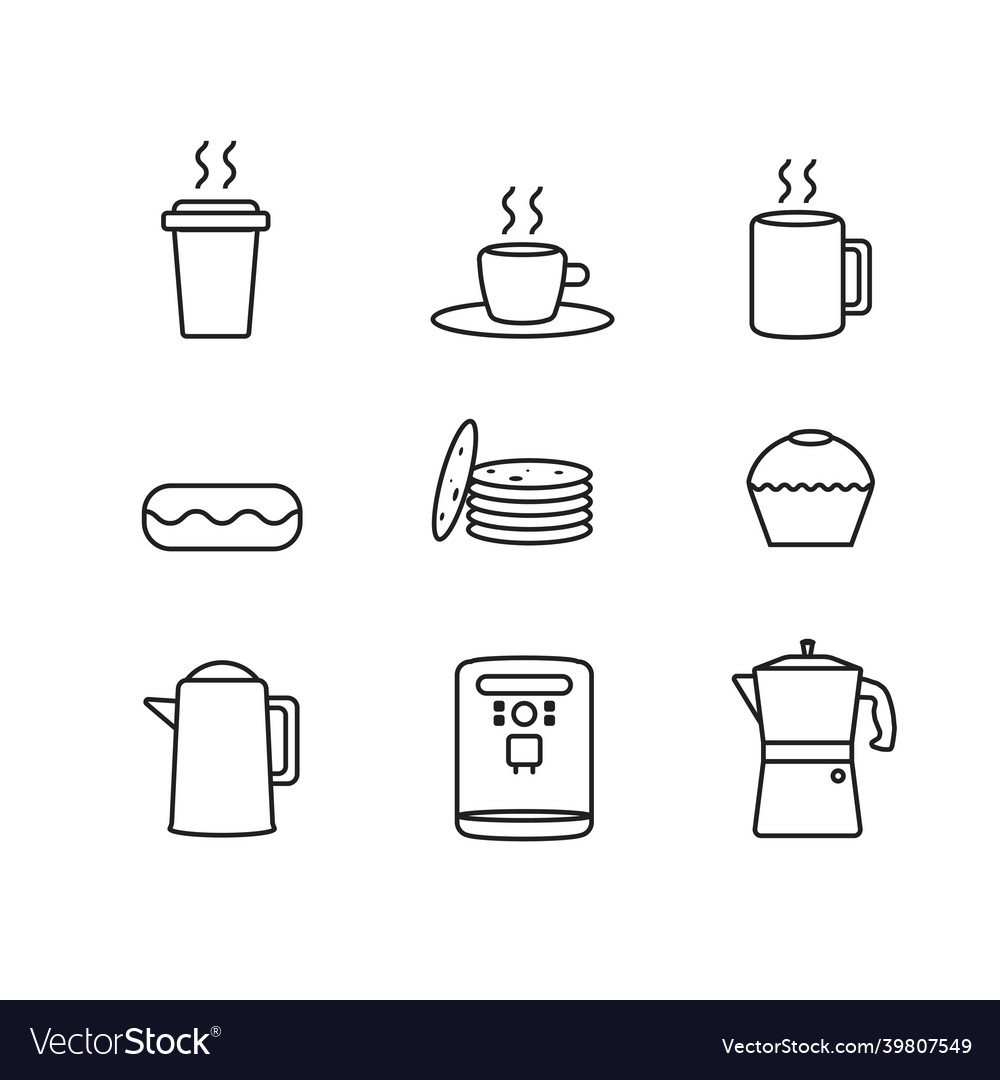 Food set flat icon cook drink concept