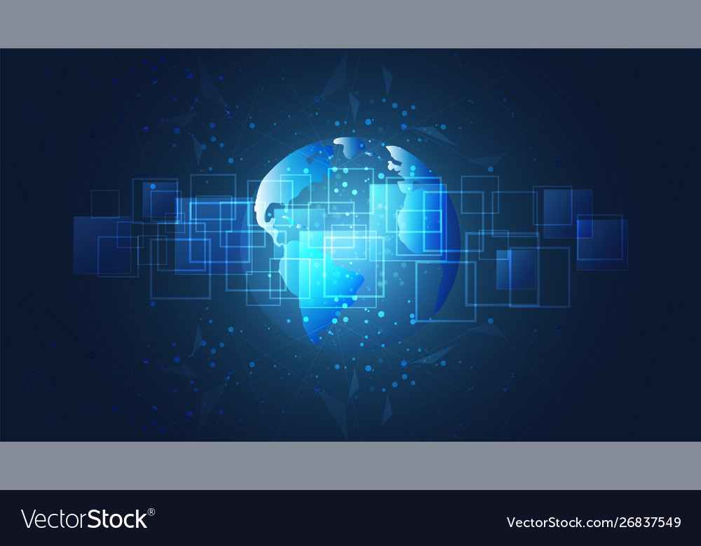 Global network connection with world map vector image Global network connection with world map