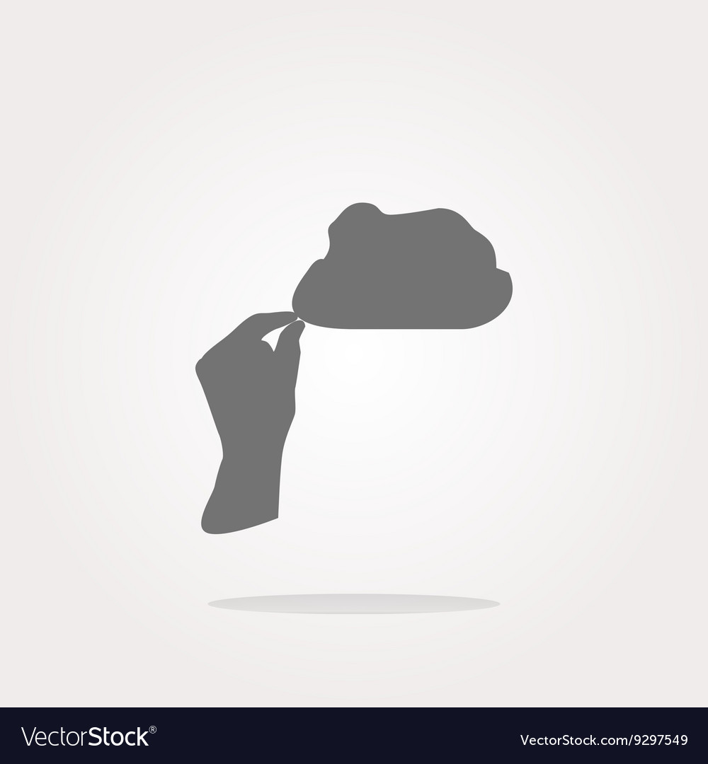 Hand and cloud web icon button