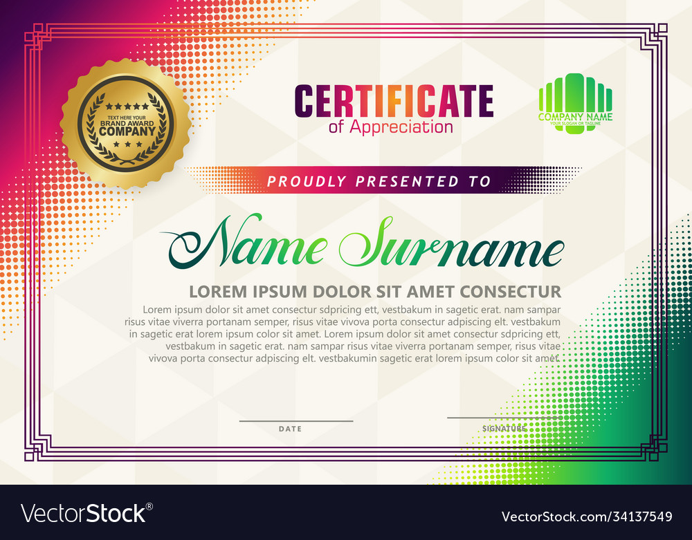 Modern certificate template with diagonal