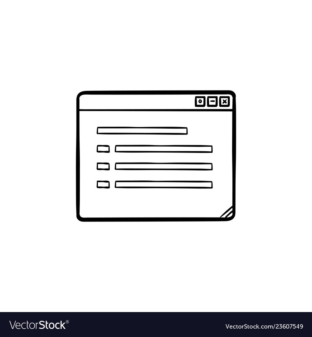 Open window with document hand drawn outline
