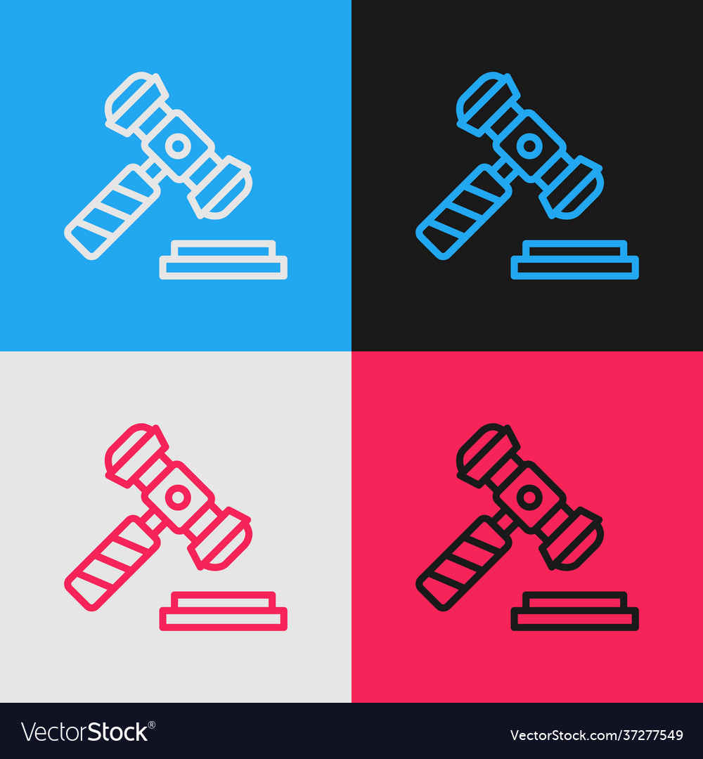 Pop art line judge gavel icon isolated on color vector image Pop art line judge gavel icon isolated on color