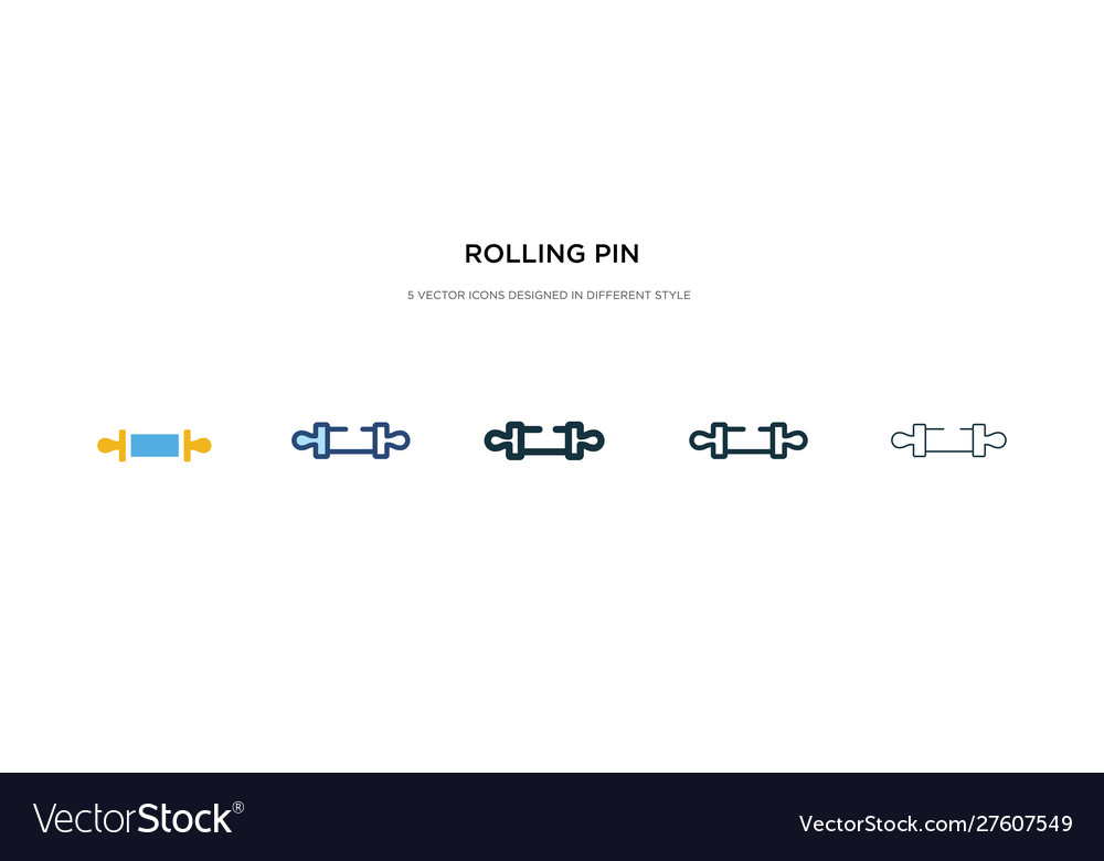 Rolling pin icon in different style two colored