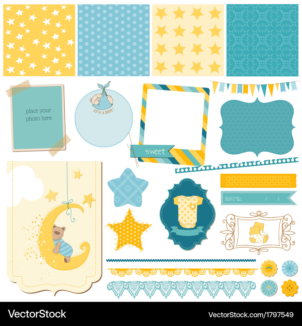 Scrapbook babear set Royalty Free Vector Image