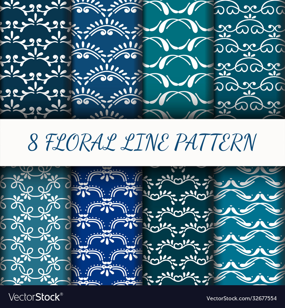 8 set abstract line art pattern