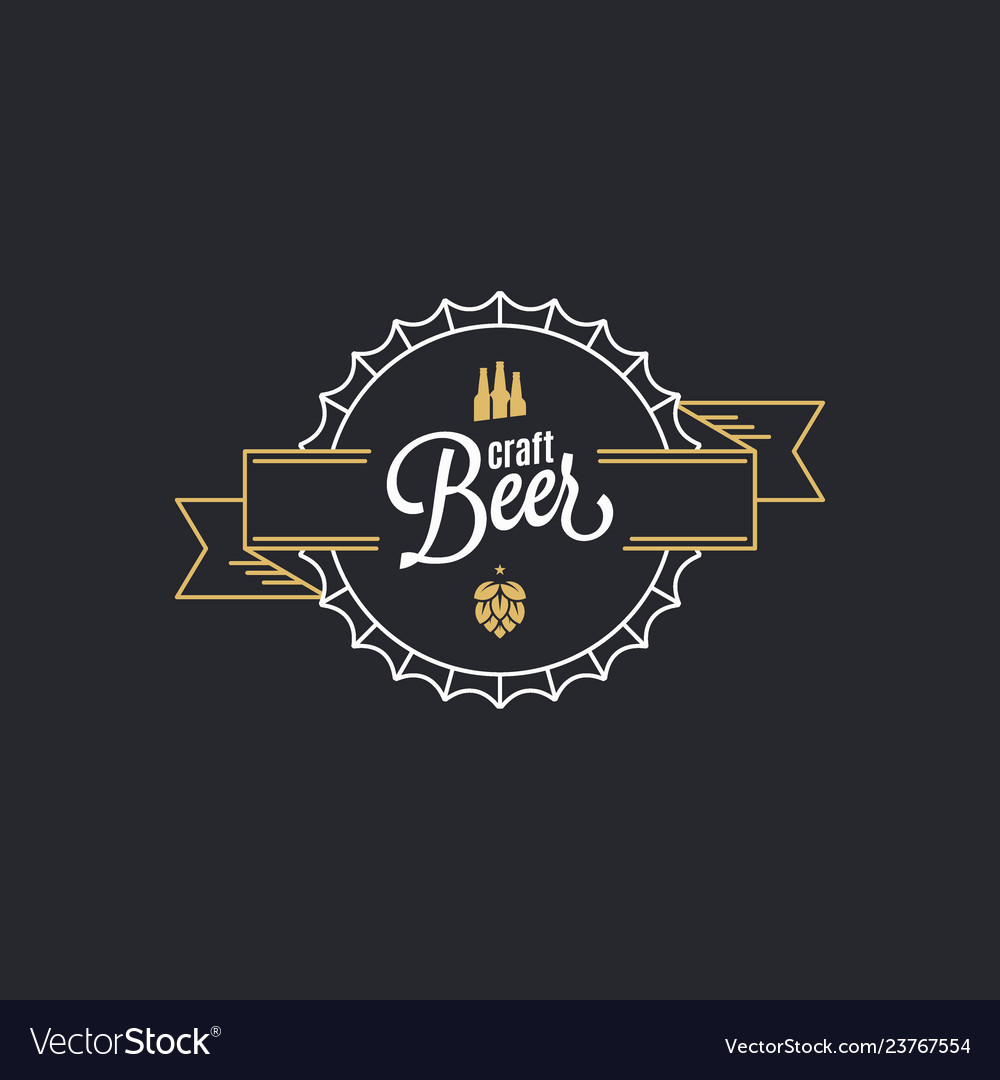 Beer cap logo craft beer stamp on black Royalty Free Vector