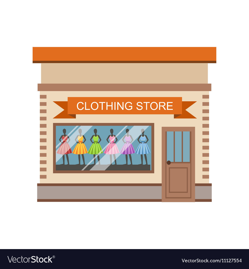 Clothing Store Commercial Building Facade Design Vector Image