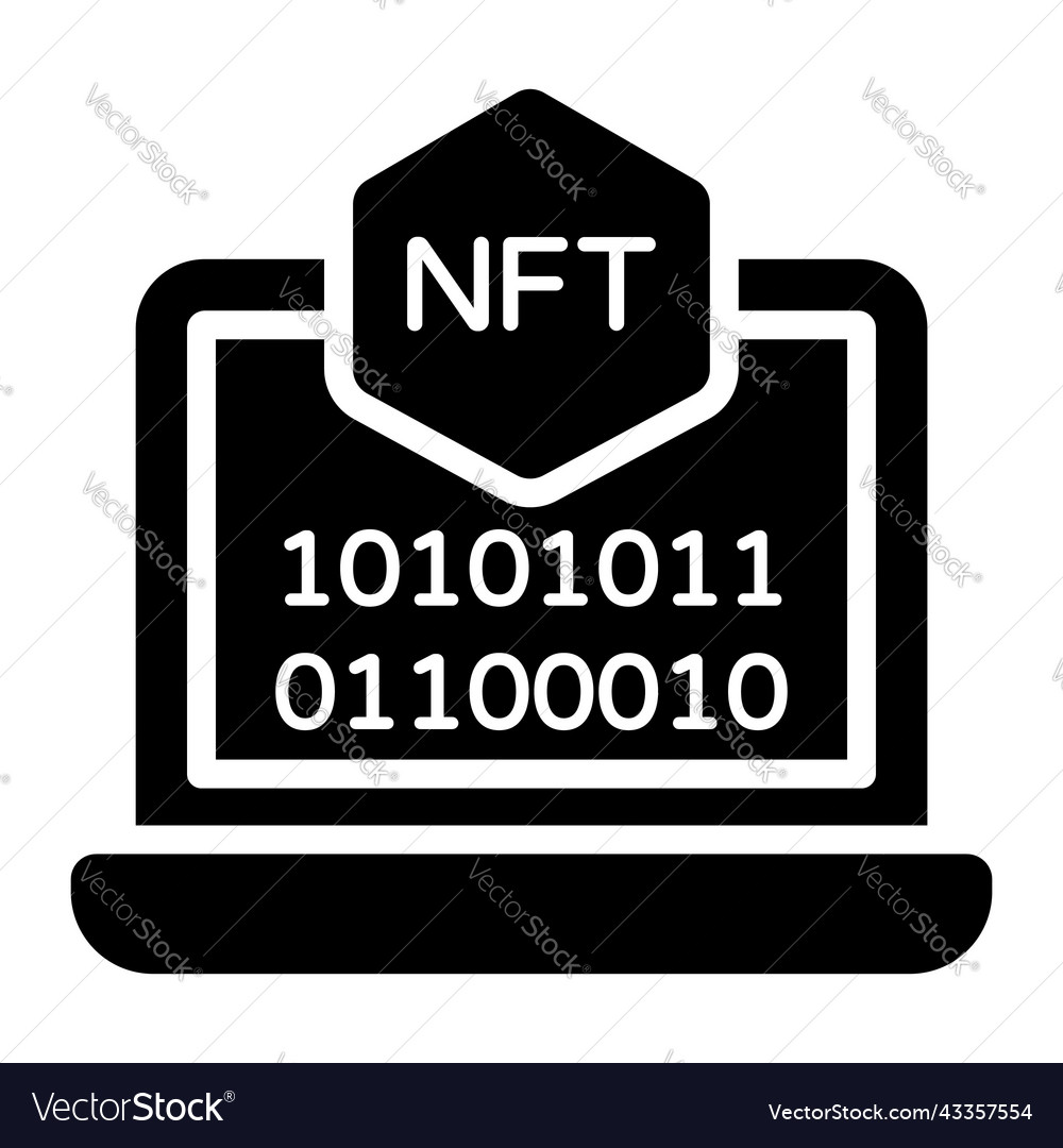 Coding icon non-fungible token digital technology