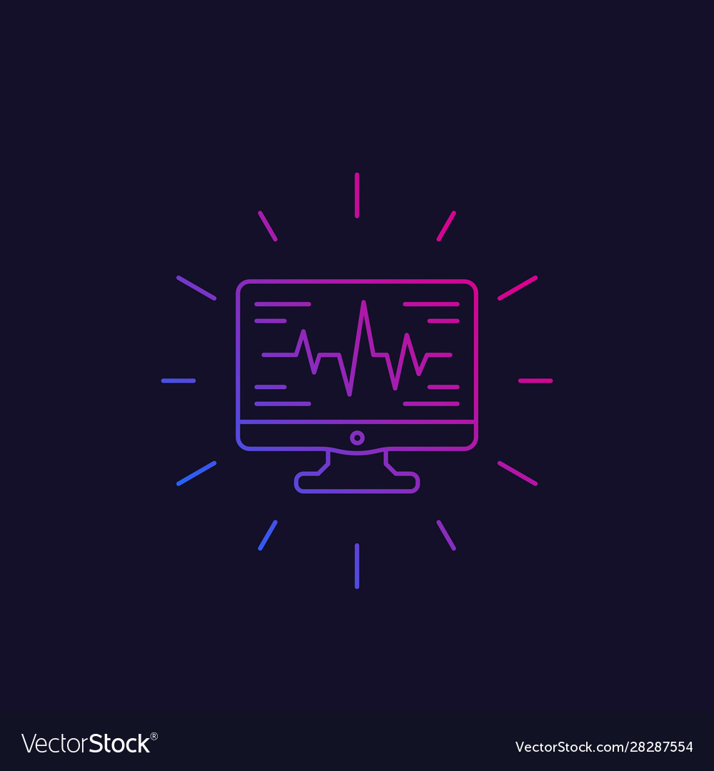 Ecg heart diagnostics icon linear style