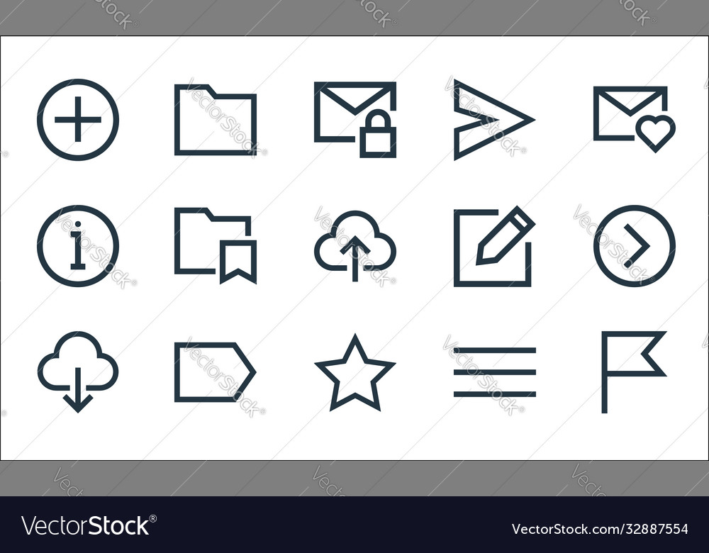 Email line icons linear set quality vector image Email line icons linear set quality