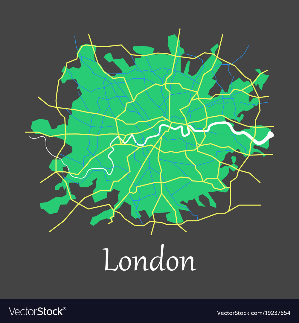 flat color map of london united kingdom city plan vector image