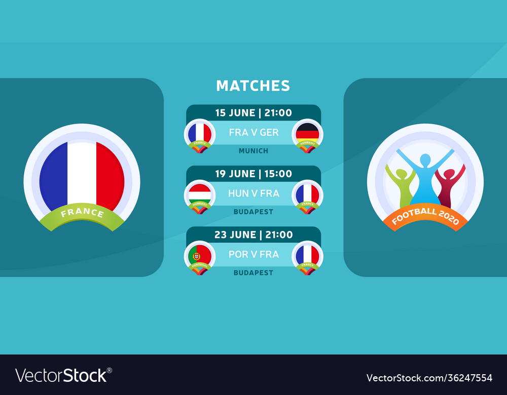 France national team schedule matches Royalty Free Vector