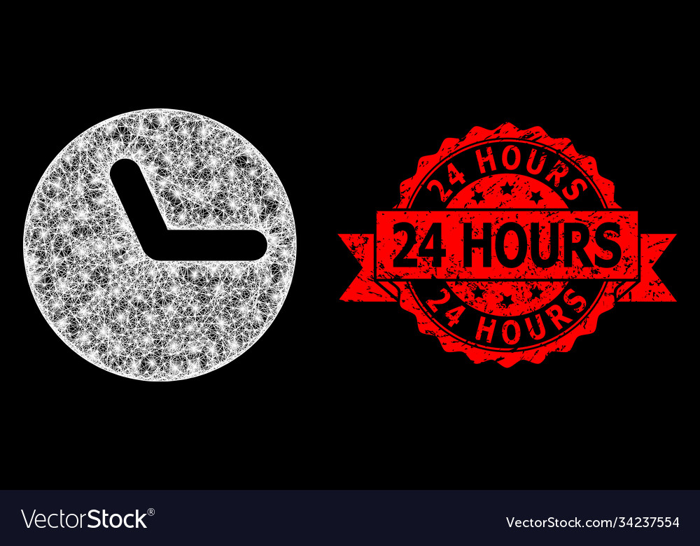 Grunge 24 hours seal and bright web network clock