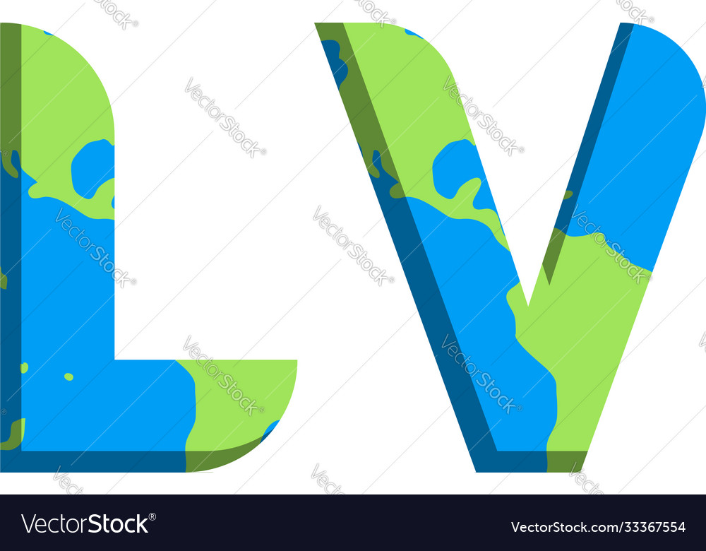 Initial lv logo design with world map style Vector Image Initial lv logo design with world map style