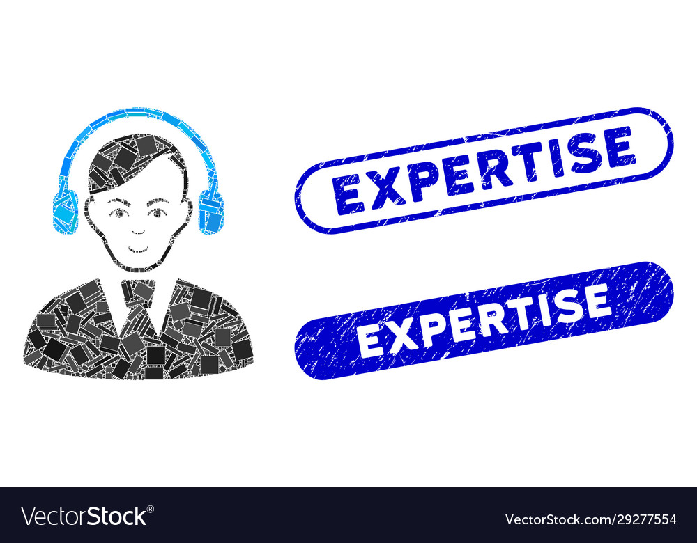 Rectangle mosaic call center operator with grunge Vector Image Rectangle mosaic call center operator with grunge