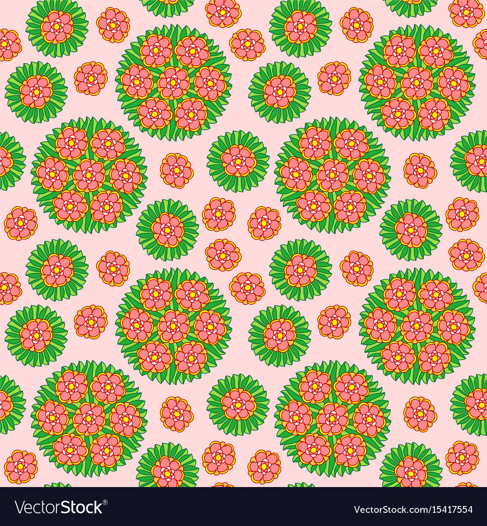 Seamless pattern with red flower