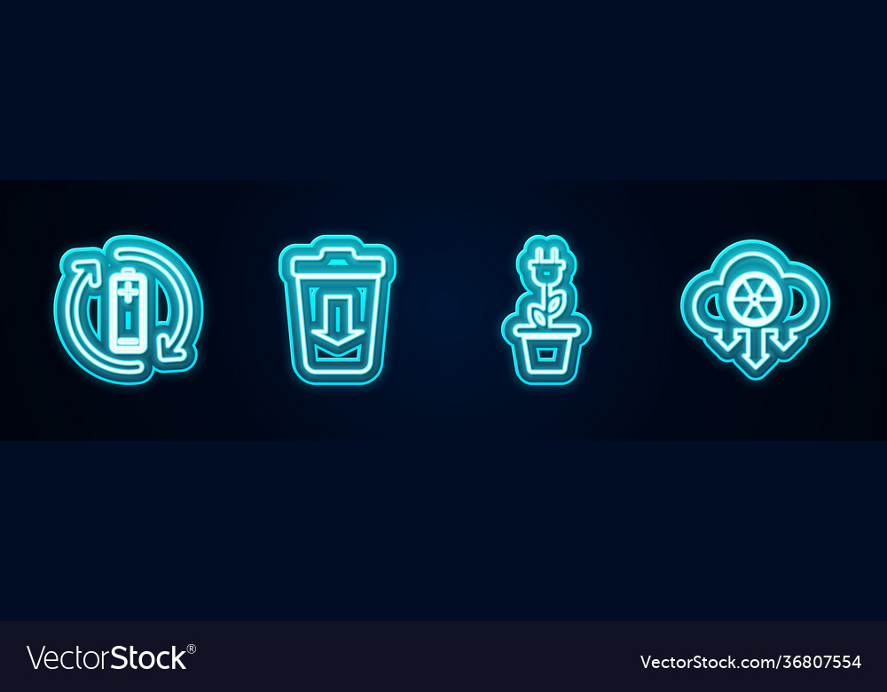 Set line battery with recycle send to trash Vector Image Set line battery with recycle send to trash