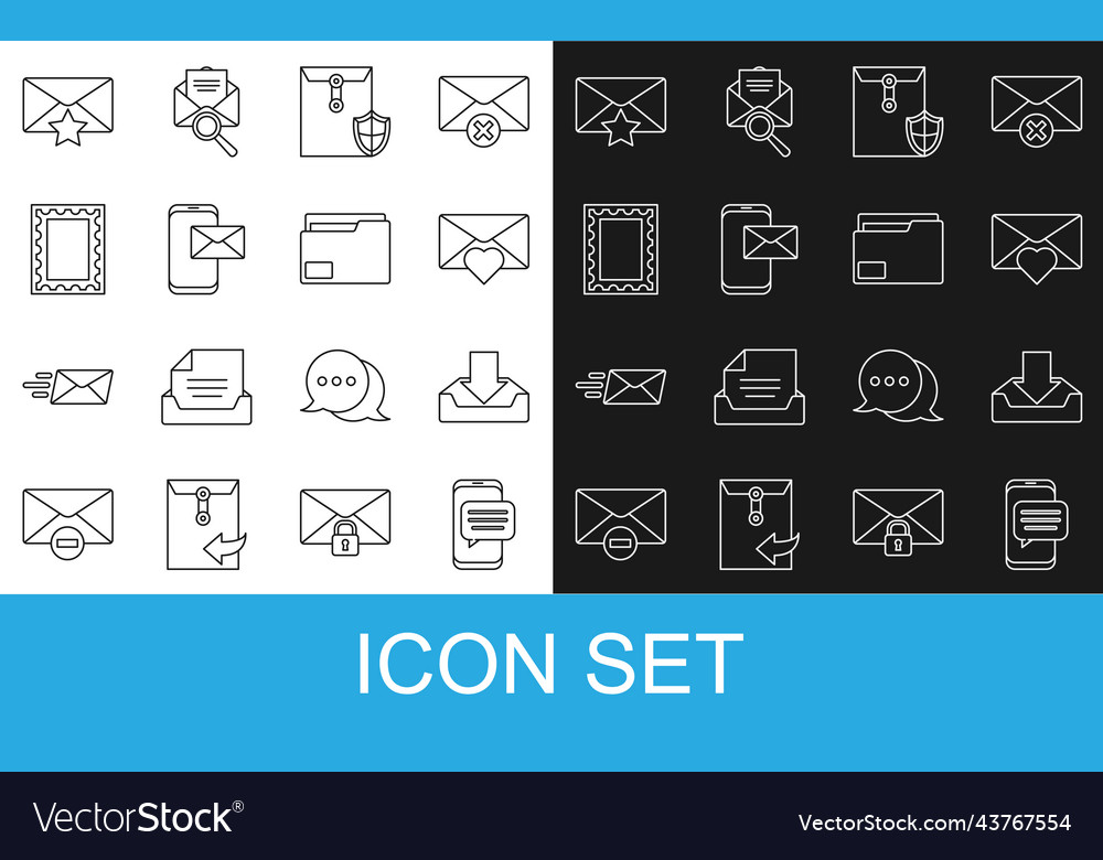 Set line chat messages notification on phone vector image Set line chat messages notification on phone