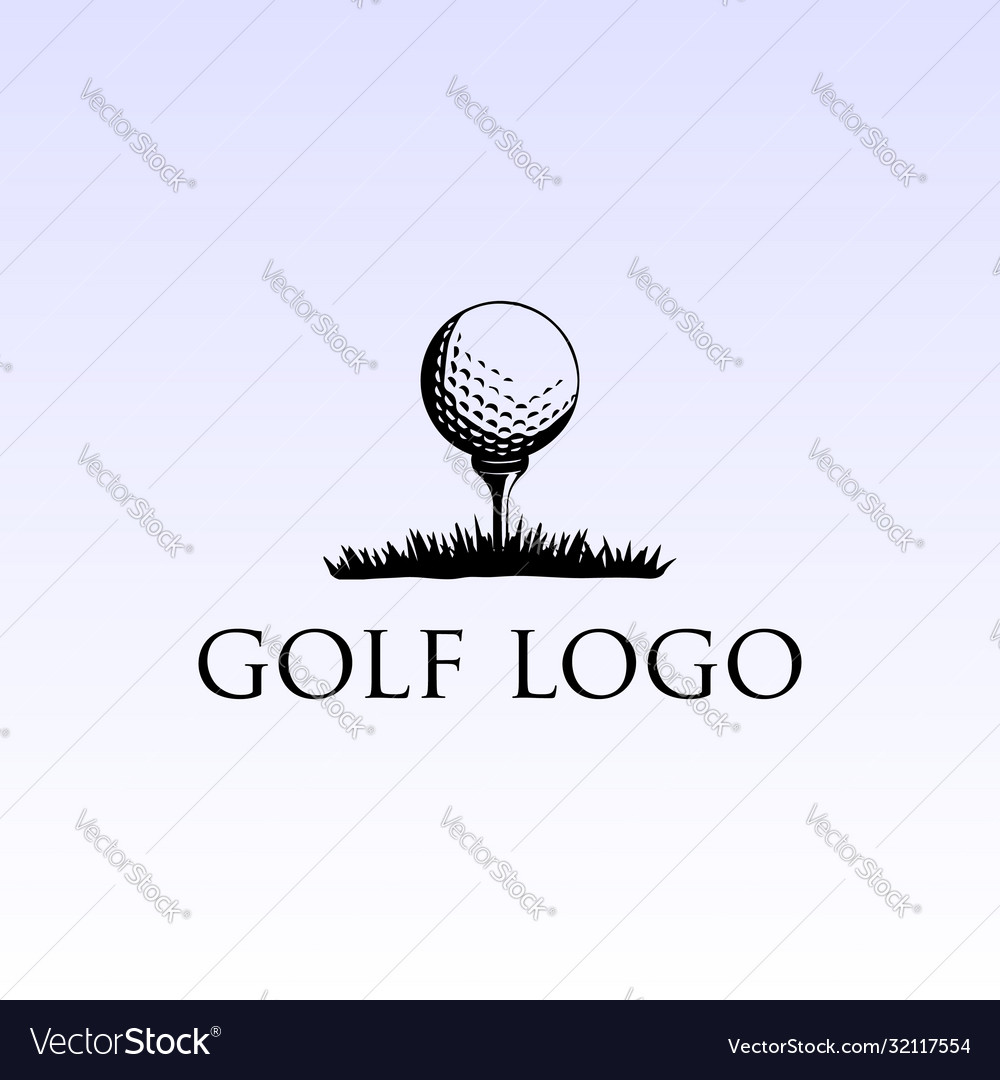 Simple retro vintage ball tee grass golf sport Vector Image