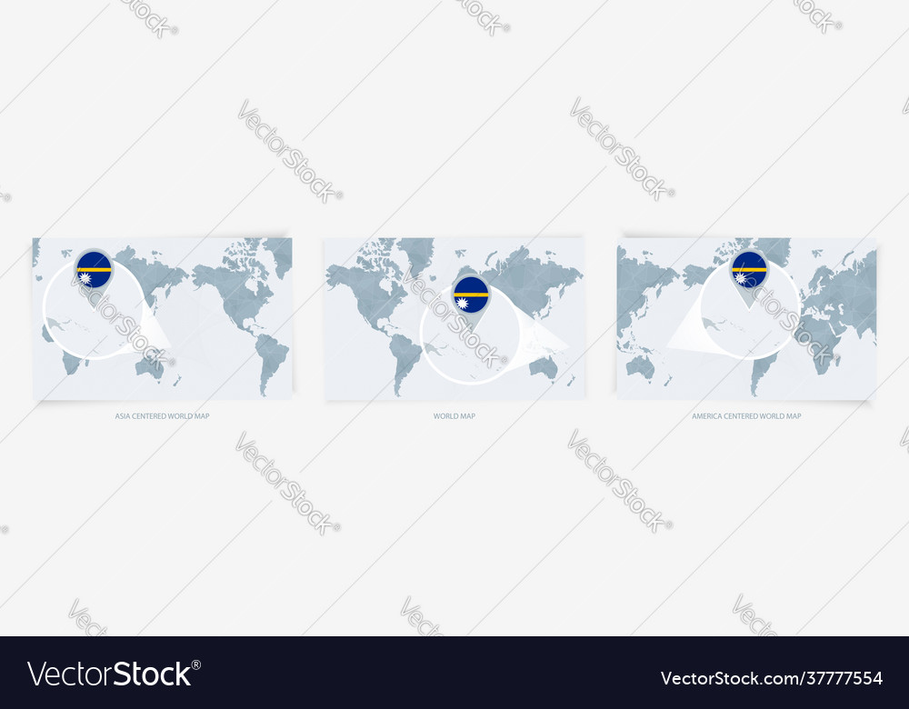 Three versions world map with enlarged Vector Image Three versions world map with enlarged