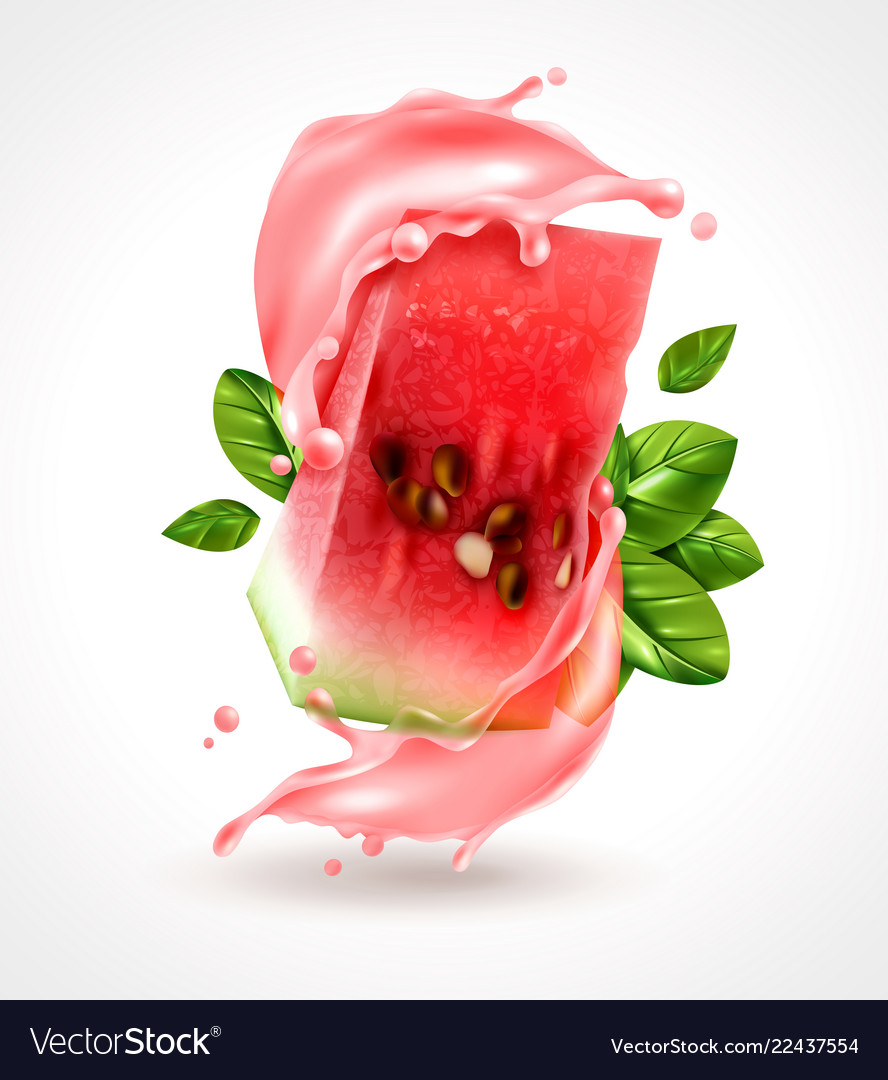 Watermelon Splash Realistic Composition Royalty Free Vector 3810