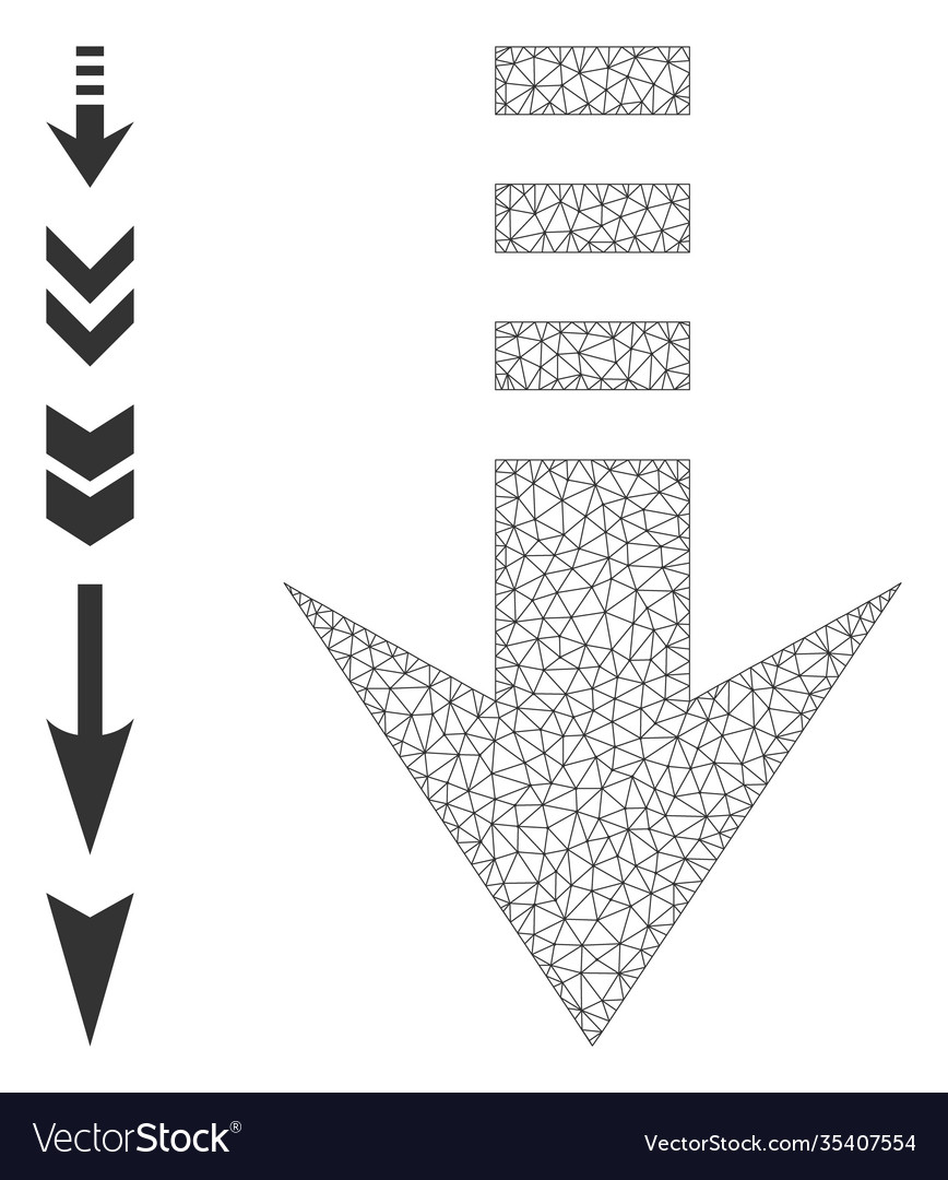 Web mesh send down icon with simple glyphs vector image Web mesh send down icon with simple glyphs