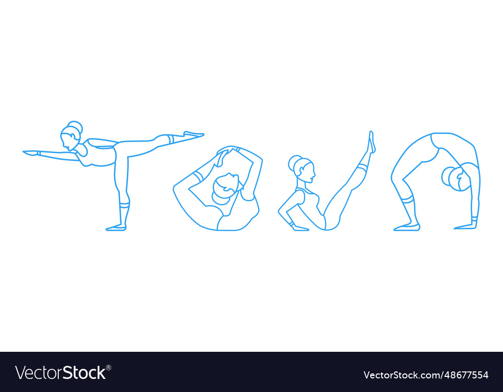 Frau Yoga Pose Linie Icon für Körper Stretching vector image Frau Yoga Pose Linie Icon für Körper Stretching