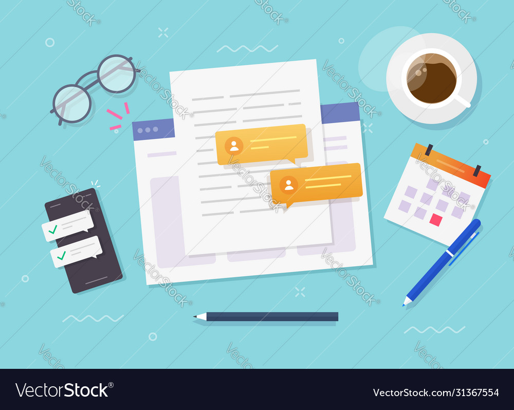 Writing content paper document online on website vector image Writing content paper document online on website